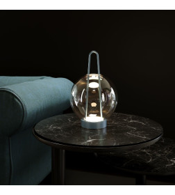 Настольный светодиодный светильник со стеклянным плафоном 80507/1 синий Eurosvet