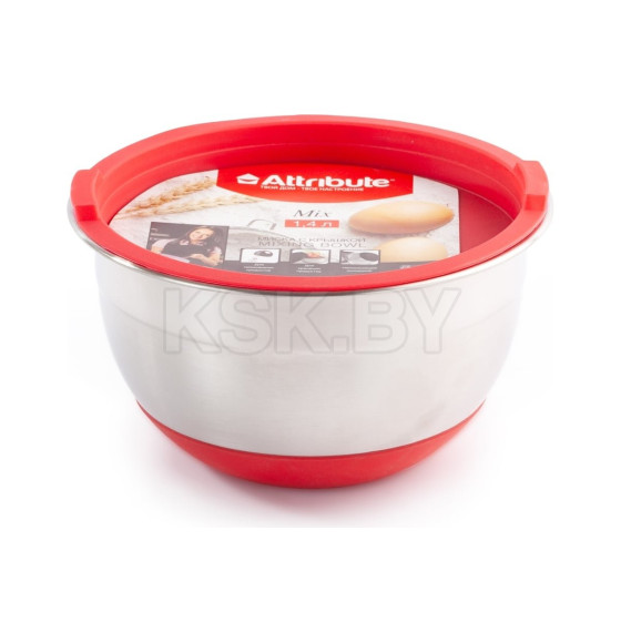 Миска из нержавеющей стали с пластиковой крышкой Attribute ASS018R Mix (ASS018R) 