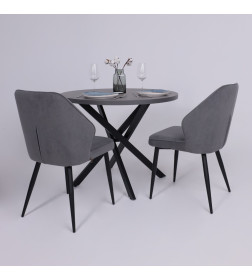 Стол РИГА, D950, Ароза Реликтовая/Черный