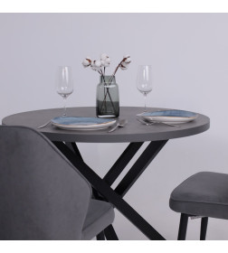 Стол РИГА, D950, Ароза Реликтовая/Черный