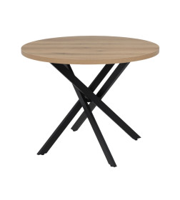 Стол РИГА, D950, Дуб Сильверджек Ореховый/Черный