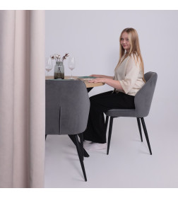 Стол РИГА, D950, Дуб Сильверджек Ореховый/Черный