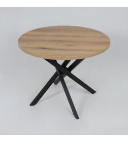 Стол РИГА, D950, Дуб Сильверджек Ореховый/Черный