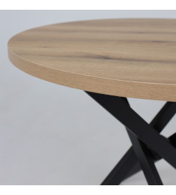 Стол РИГА, D950, Дуб Сильверджек Ореховый/Черный