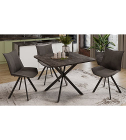 Стол раздвижной ЛИССАБОН Тип 1, 1000(1315)х1001х750, черные опоры/ателье темный