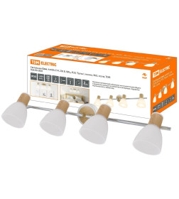 Светильник спот 4х40Вт, Е14, 230 В, 50 Гц, IP20, "Бутон", планка, ЭКО, сосна, TDM SQ0356-0005