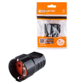 Розетка кабельная рифленая 2П+З 16А 250B черная TDM SQ1806-0212