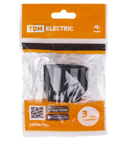 Розетка кабельная рифленая 2П+З 16А 250B черная TDM SQ1806-0212
