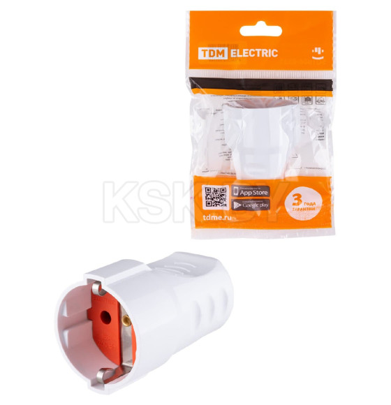 Розетка кабельная рифленая 2П+З 16А 250B белая TDM SQ1806-0211 (SQ1806-0211) 