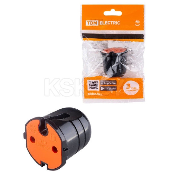 Розетка кабельная б/з черная с красной вставкой 10А 250B чернаяTDM SQ1806-0214 (SQ1806-0214) 