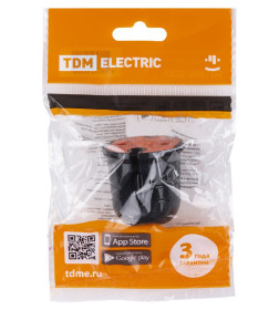 Розетка кабельная б/з черная с красной вставкой 10А 250B чернаяTDM SQ1806-0214