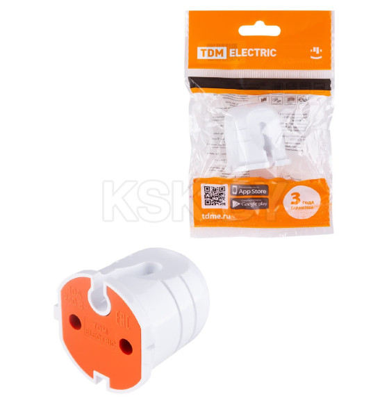 Розетка кабельная б/з белая с красной вставкой 10А 250B белая TDM SQ1806-0213 (SQ1806-0213) 