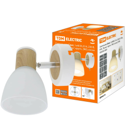 Светильник спот 1х40Вт, Е14, 230 В, 50 Гц, IP20, "Бутон", круглый, ЭКО, сосна, TDM SQ0356-0001