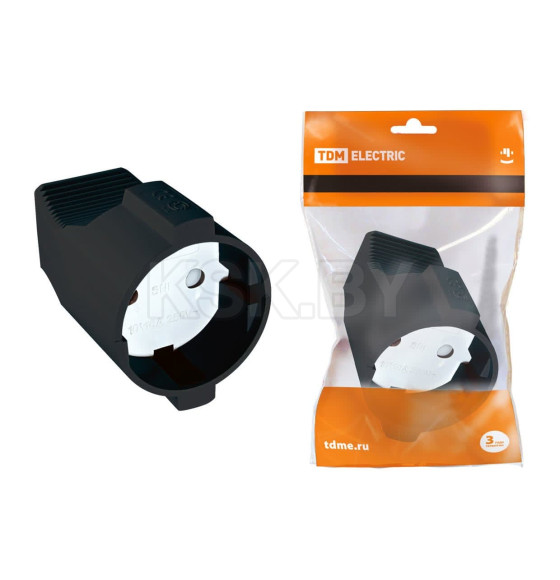 Розетка кабельная 2П б/з с з/ш 10А 250B черная TDM SQ1806-0030 (SQ1806-0030) 