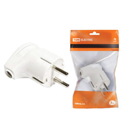 Вилка угловая с/з белая 16А 250В TDM SQ1806-0007