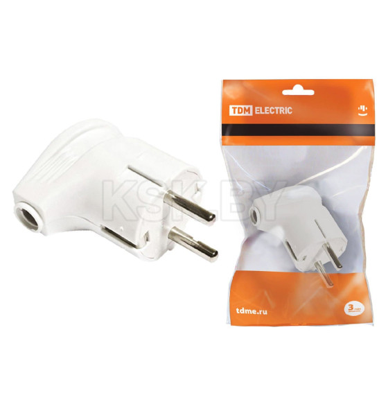 Вилка угловая с/з белая 16А 250В TDM SQ1806-0007 (SQ1806-0007) 