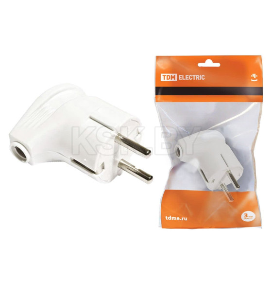 Вилка угловая с/з белая 16А 250В TDM SQ1806-0007 (SQ1806-0007) 