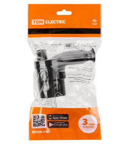 Вилка угловая c/з черная с кнопкой извлечения из сети 16А 250В TDM SQ1806-0399