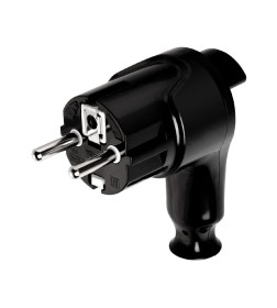 Вилка угловая c/з черная с кнопкой извлечения из сети 16А 250В TDM SQ1806-0399