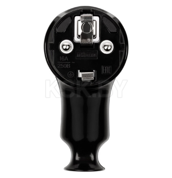 Вилка угловая c/з черная с кнопкой извлечения из сети 16А 250В TDM SQ1806-0399 (SQ1806-0399) 
