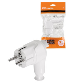 Вилка угловая c/з белая с кнопкой извлечения из сети 16А 250В TDM SQ1806-0398