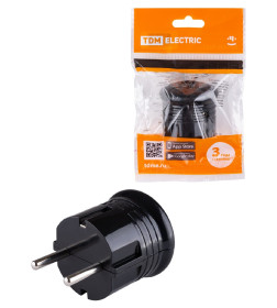 Вилка с/з круглая черная 10А 250В TDM SQ1806-0200