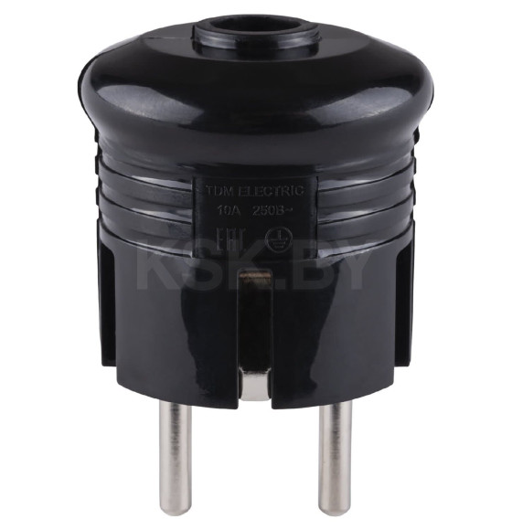 Вилка с/з круглая черная 10А 250В TDM SQ1806-0200 (SQ1806-0200) 