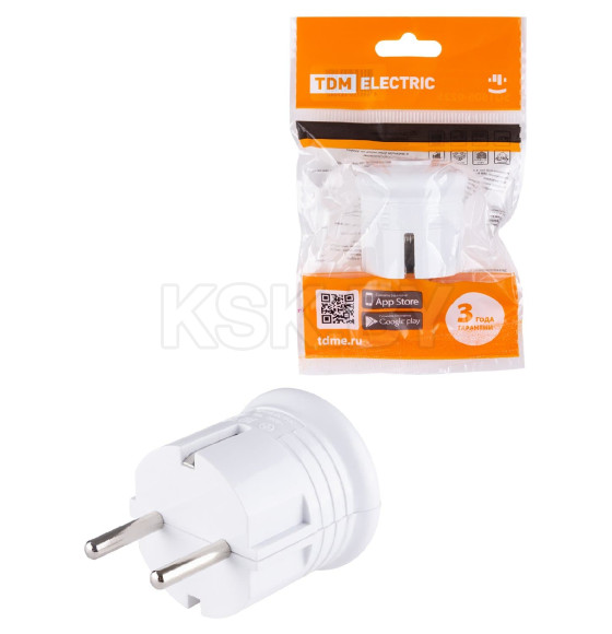 Вилка с/з круглая белая 10А 250В TDM SQ1806-0199 (SQ1806-0199) 