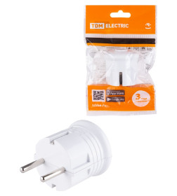 Вилка с/з круглая белая 10А 250В TDM SQ1806-0199