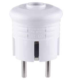 Вилка с/з круглая белая 10А 250В TDM SQ1806-0199