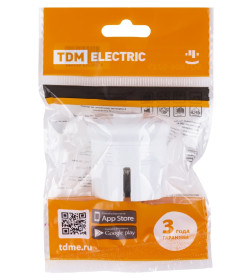 Вилка с/з круглая белая 10А 250В TDM SQ1806-0199