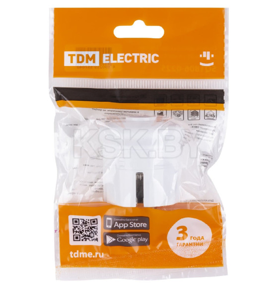 Вилка с/з круглая белая 10А 250В TDM SQ1806-0199 (SQ1806-0199) 