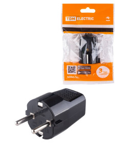 Вилка прямая с/з черная c перфорацией 10А 250В TDM SQ1806-0198