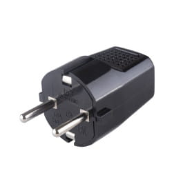 Вилка прямая с/з черная c перфорацией 10А 250В TDM SQ1806-0198