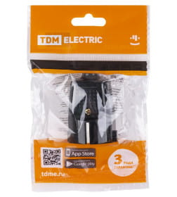 Вилка прямая с/з черная c перфорацией 10А 250В TDM SQ1806-0198