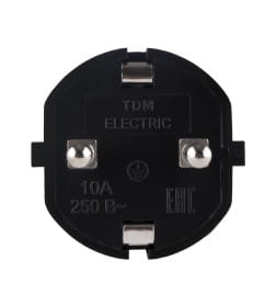 Вилка прямая с/з черная c перфорацией 10А 250В TDM SQ1806-0198