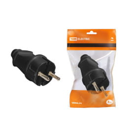 Вилка прямая с/з черная 16А 250В TDM SQ1806-0004