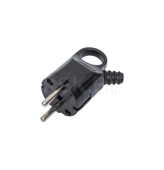 Вилка угловая с ушком с/з черная 16А 250В TDM SQ1806-0006 (SQ1806-0006) 