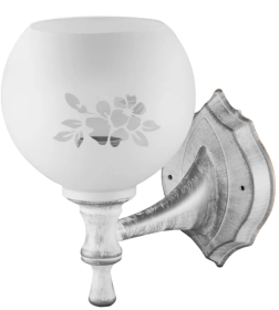 Светильник НББ 21-60-1321 УХЛ4 (белый под серебро, плафон полушар "цветы") TDM SQ0370-0203