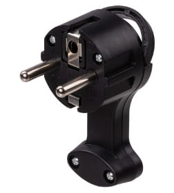 Вилка круглая плоская с кольцом черная 16А 250В TDM SQ1806-0196