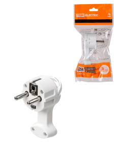 Вилка круглая плоская с кольцом белая 16А 250В TDM SQ1806-0195