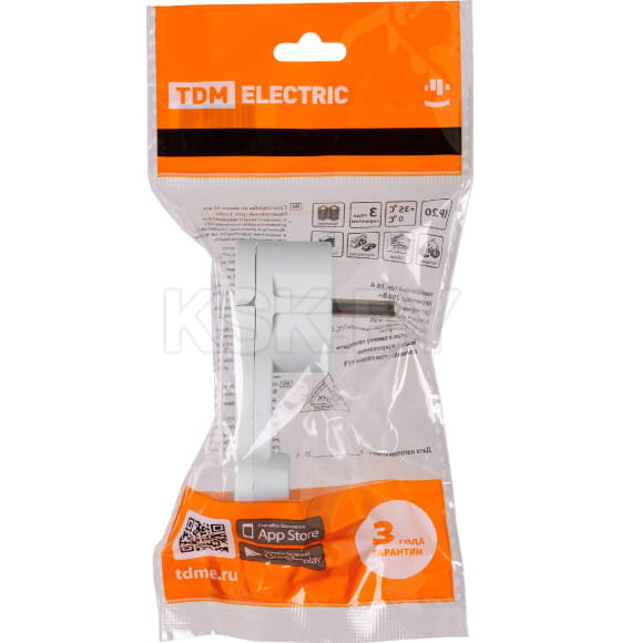 Вилка круглая плоская с кольцом белая 16А 250В TDM SQ1806-0195 (SQ1806-0195) 