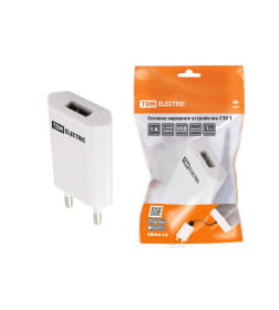 Сетевое зарядное устройство, СЗУ 1, 1 А, 1 USB, белый, TDM SQ1810-0001