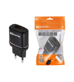 Сетевое зарядное устройство, СЗУ 3, 2,1 А, 1 USB, черный, TDM SQ1810-0011