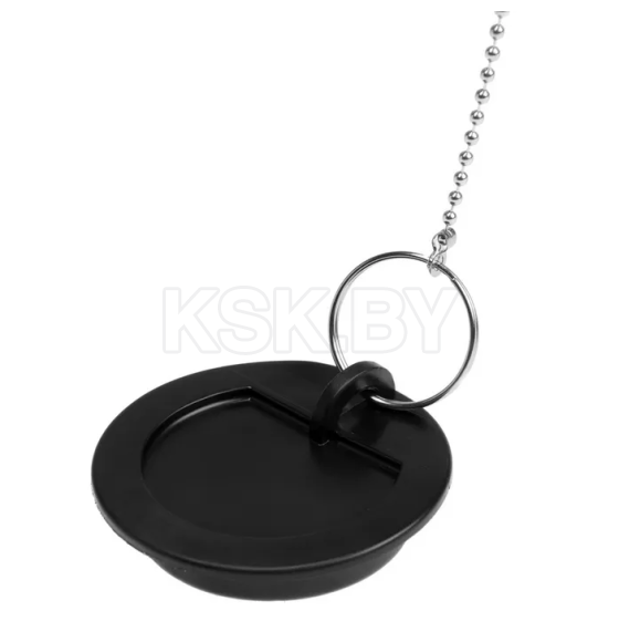 Пробка для ванны (раковины) ЧЁРНАЯ c цепочкой из нерж.стали 45 см ОП, MP-У (ИС.110629) 