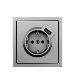 Розетка 1-я с з/к+USB серый матовый ZIMA Lezard