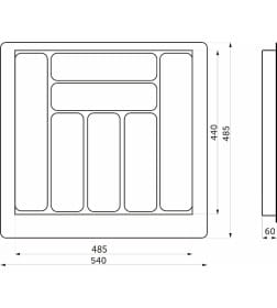 Лоток для столовых приборов 600 BASIC 540х485мм,белый
