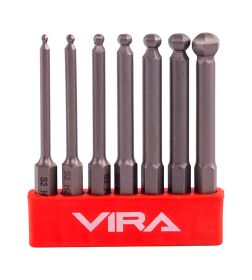 Набор бит HEX 65 мм со сферической головкой 7шт. VIRA