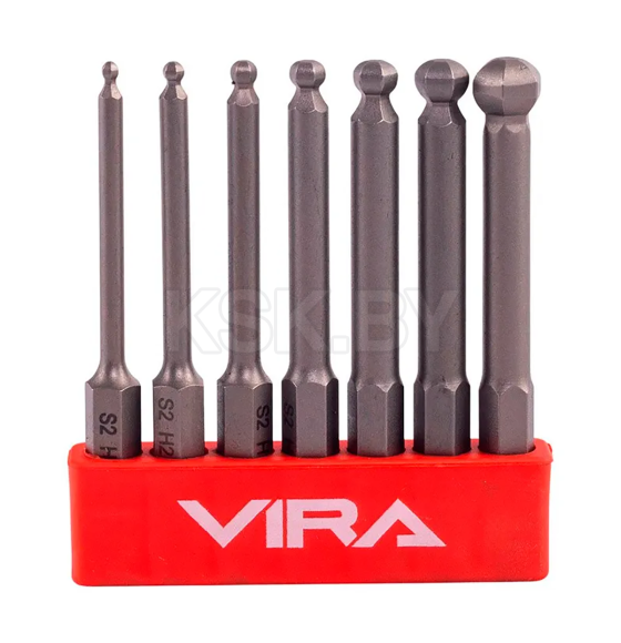 Набор бит HEX 65 мм со сферической головкой 7шт. VIRA (303250) 