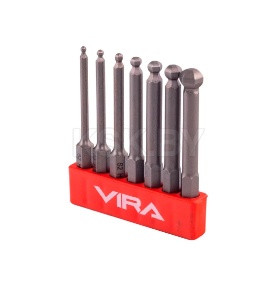 Набор бит HEX 65 мм со сферической головкой 7шт. VIRA (303250) 